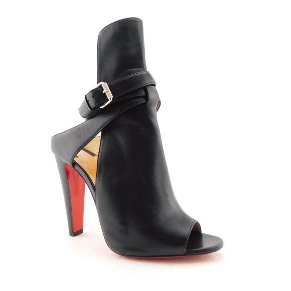 Unworn CHRISTIAN LOUBOUTIN Black Bootie Heels 37.5 - Picture 4 of 13